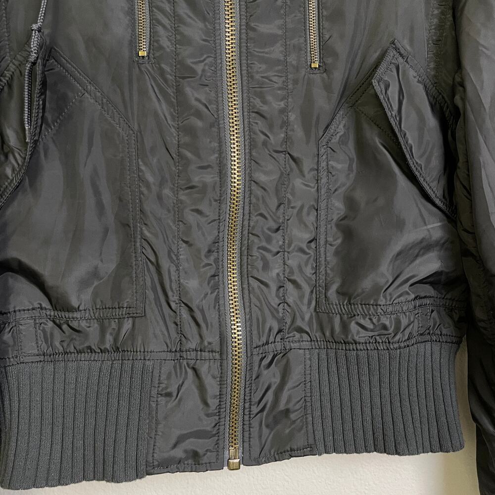 Alpha Industries Flight Jacket Mens Medium Grey Outdoors Full Zip Lined Hooded - Picture 5 of 10